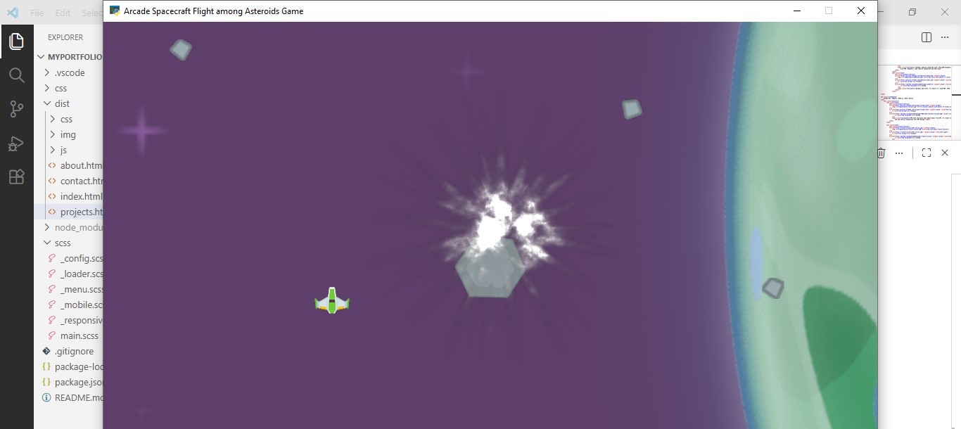 Arcade flight among asteroids game